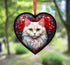 Persian Cat Stained Glass Effect Heart Suncatcher